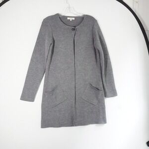 Cocogio Made In Italy Knit Cardigan Sweater Open‎ Front Pockets Gray M
